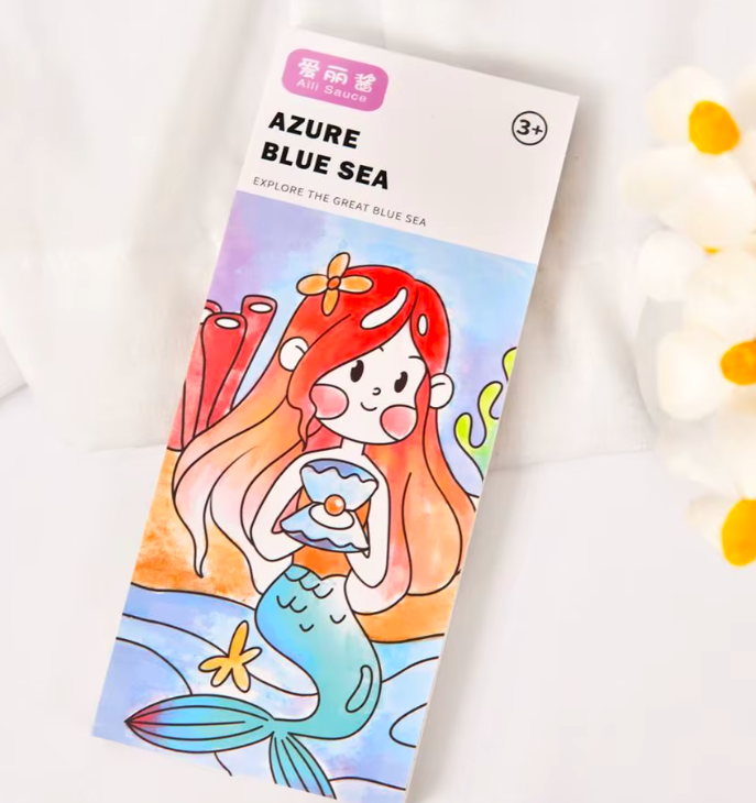 Carte de colorat cu apa portabila, Animale marine, 3 ani