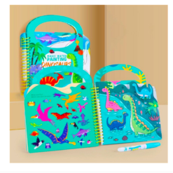 Carte de colorat cu apa, stikere si activitati, Dinozauri, 3 ani