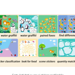 Carte de colorat cu apa, stikere si activitati, Dinozauri, 3 ani