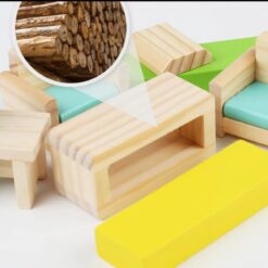 Casa de papusi din lemn, 33 cm, utilata si mobilata, 3 ANI