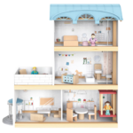 Casa de papusi din lemn, 41 cm, utilata si mobilata, 3 ANI