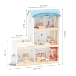 Casa de papusi din lemn, 41 cm, utilata si mobilata, 3 ANI 15