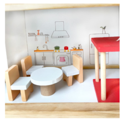 Casa de papusi din lemn, 41 cm, utilata si mobilata, 3 ANI 15