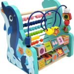 Abac din lemn cu jucarie motrica, Delfin