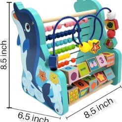 Girafa din lemn cu jucarie motrica si abac, Delfin