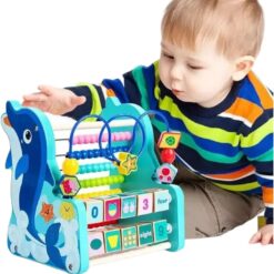 Girafa din lemn cu jucarie motrica si abac, Delfin