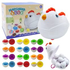 Joc de potrivire litere, forme si culori, Gainusa cu oua, 3 ani