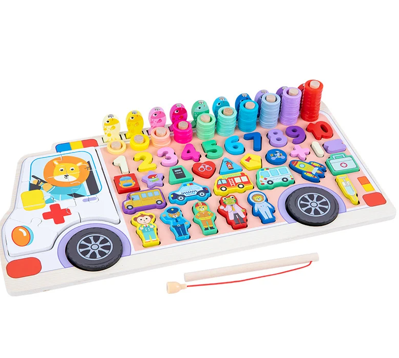 Joc logaritmic, Aritmetica, sortare forme geometrice, joc magnetic, 3 ani+ 01