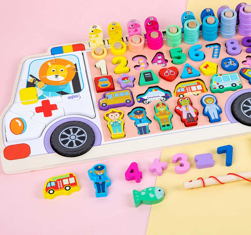 Joc logaritmic, Aritmetica, sortare forme geometrice, joc magnetic, 3 ani+ 01