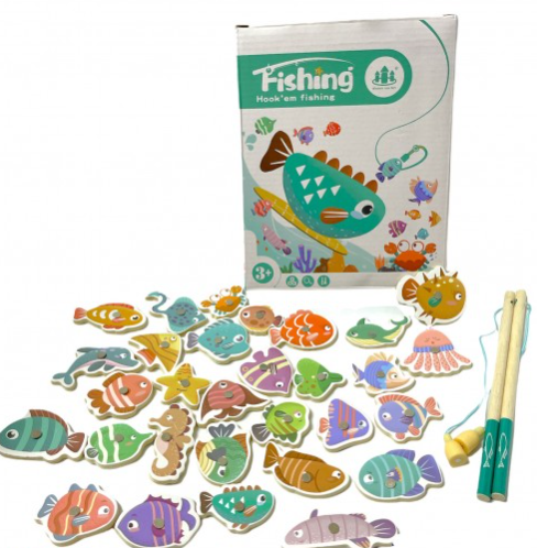 Joc magnetic de pescuit din lemn, 30 piese,Pesti, 3 ani+ 03
