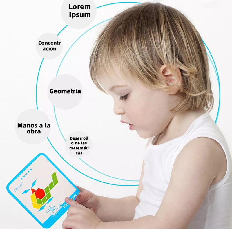 Puzzle educativ Tangram din lemn cu 196 piese, 3 ani 05