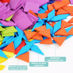 Puzzle educativ Tangram din lemn cu 196 piese, 3 ani 05