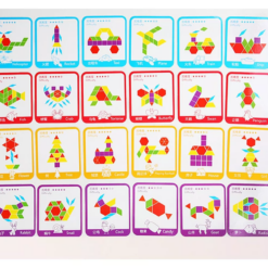 Puzzle educativ Tangram din lemn cu 196 piese, 3 ani 05