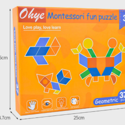 Puzzle educativ Tangram din lemn cu 67 piese, 3 ani