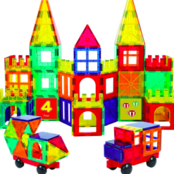 Stimuleaza creativitatea si indemanarea cu acest joc magnetic! Placute colorate, din plastic de inalta calitate cu transparenta ce aminteste de vitralii, setul Magnetic Tiles marca Onshine va fascina orice copil. Ajuta la diferite abilitati de motricitate, dar si vedere in spatiu, gandire logica, calcule matematice. Jocul incurajeaza invatarea vizuala prin utilizarea culorilor, a formelor 3D, a formelor geometrice, a designului arhitectural, a polaritatilor magnetice si a ingineriei structurale. Diverse variante cu mai multe sau mai putine piese; Culori placute, nuante vibrante; Foarte usor de conectat datorita marginilor cu magnet; Rotunjite, astfel ca sunt sigure pentru copii; Un cadou superb pentru copii cu varsta intre 3 – 8 ani; Include diferite forme, culori, marime ale formelor; Geometrie, cromatica, motricitate, joc magnetic si senzorial – toate intr-un set la un pret extrem de avantajos in comparatie cu produse similare. Calitate excelenta a pieselor, a designului, ambalaj. Include 108 piese