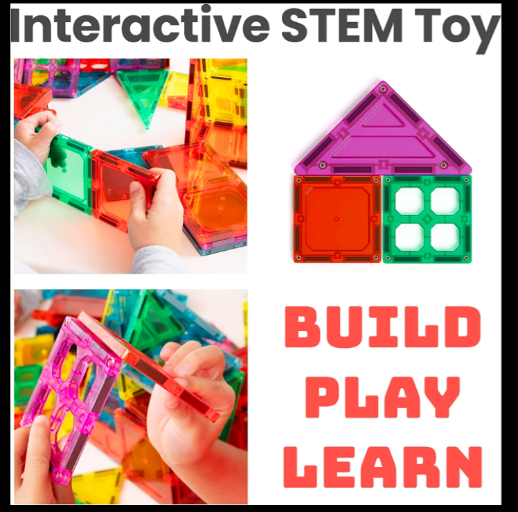 Stimuleaza creativitatea si indemanarea cu acest joc magnetic! Placute colorate, din plastic de inalta calitate cu transparenta ce aminteste de vitralii, setul Magnetic Tiles marca Onshine va fascina orice copil. Ajuta la diferite abilitati de motricitate, dar si vedere in spatiu, gandire logica, calcule matematice. Jocul incurajeaza invatarea vizuala prin utilizarea culorilor, a formelor 3D, a formelor geometrice, a designului arhitectural, a polaritatilor magnetice si a ingineriei structurale. Diverse variante cu mai multe sau mai putine piese; Culori placute, nuante vibrante; Foarte usor de conectat datorita marginilor cu magnet; Rotunjite, astfel ca sunt sigure pentru copii; Un cadou superb pentru copii cu varsta intre 3 – 8 ani; Include diferite forme, culori, marime ale formelor; Geometrie, cromatica, motricitate, joc magnetic si senzorial – toate intr-un set la un pret extrem de avantajos in comparatie cu produse similare. Calitate excelenta a pieselor, a designului, ambalaj. Include 108 piese