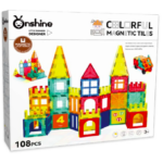 Set de constructie magnetic 3D cu 108 de piese, STEM, Onshine, 3 ani