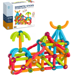 Set de constructie magnetic 3D cu 128 de piese, STEM, Animale, Onshine, 3 ani