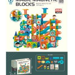 Set de constructie magnetic 3D cu 268 de piese, STEM, Marble Run, Onshine, 3 ani 01