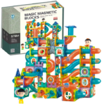 Set de constructie magnetic 3D cu 268 de piese, STEM,  Marble Run, Onshine, 3 ani