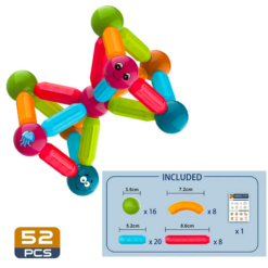Set de constructie magnetic 3D cu 52 de piese, STEM, Animale, Onshine, 3 ani