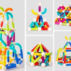 Set de constructie magnetic 3D cu 60 de piese, STEM, Onshine, 3 ani