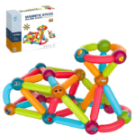 Set de constructie magnetic 3D cu 76 de piese, STEM,  Animale, Onshine, 3 ani