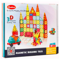 Set de constructie magnetic 3D cu 78 de piese, STEM, Onshine, 3 ani