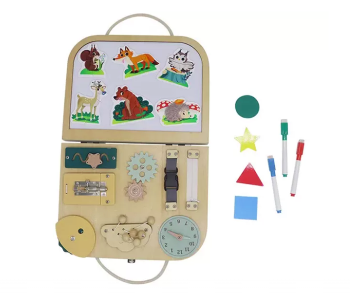 Busy Board pliabil, portabil, placa 8 cu activitati, 3 ani +