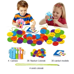 Joc educativ cu nasturi de siretuit, 3 ani