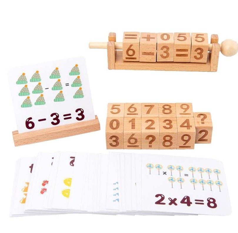 Joc educativ din lemn cu cifre si operatiuni, 4 ani+ 01