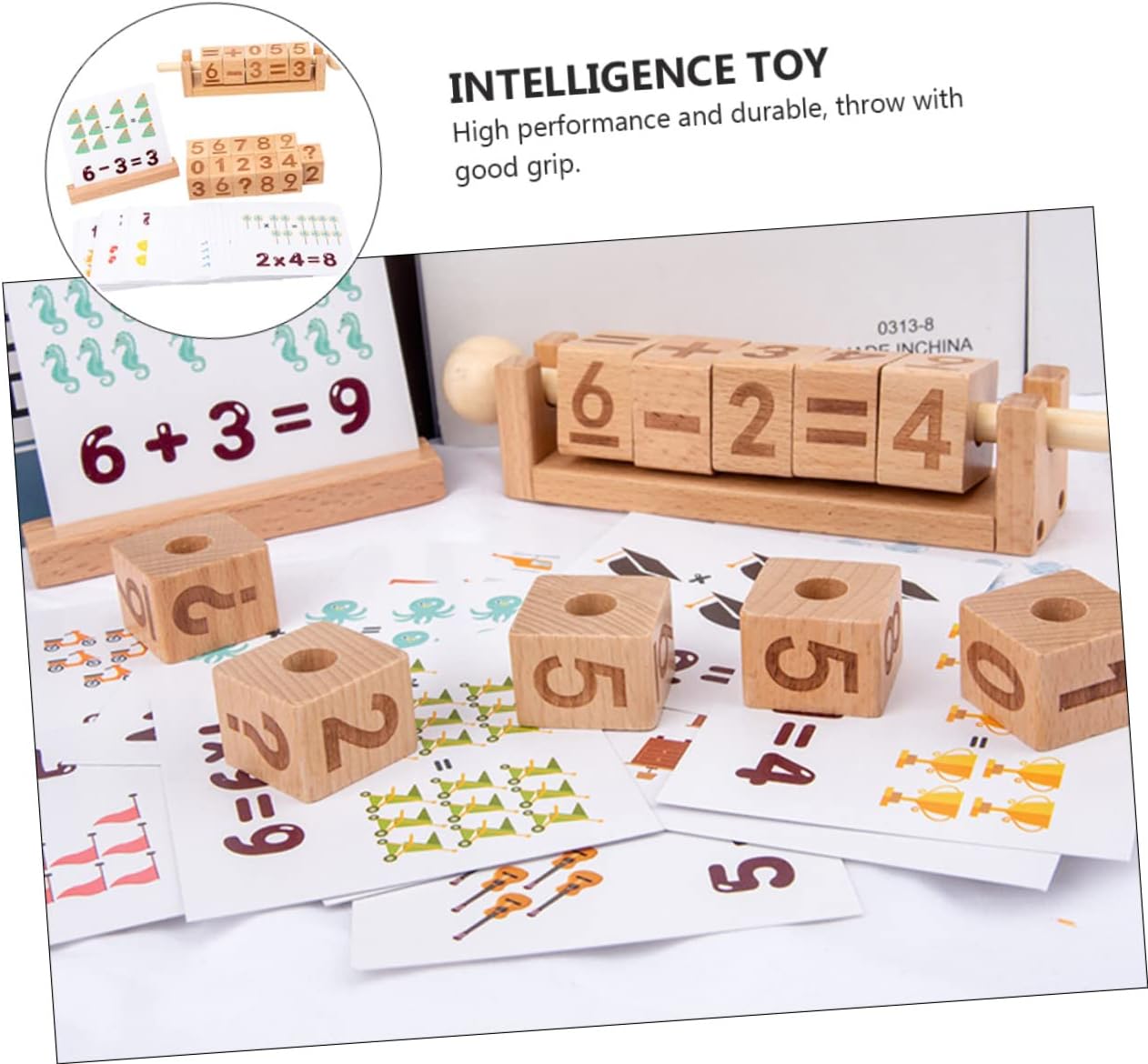 Joc educativ din lemn cu cifre si operatiuni, 4 ani+ 01