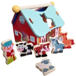 Joc sortator de 6 forme geometrice, Ferma Animalelor, 3 ani