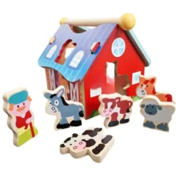 Joc sortator de 6 forme geometrice, Ferma Animalelor, 3 ani