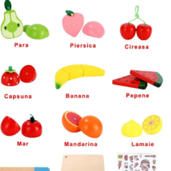 Jucarie tip ladita cu 10 fructe de feliat, din lemn, 2 ani