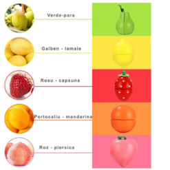 Jucarie tip ladita cu 10 fructe de feliat, din lemn, 2 ani