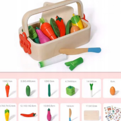 Jucarie tip ladita cu 9 legume de feliat, din lemn, 2 ani 01