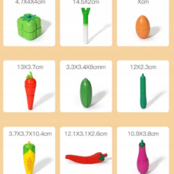 Jucarie tip ladita cu 9 legume de feliat, din lemn, 2 ani 01