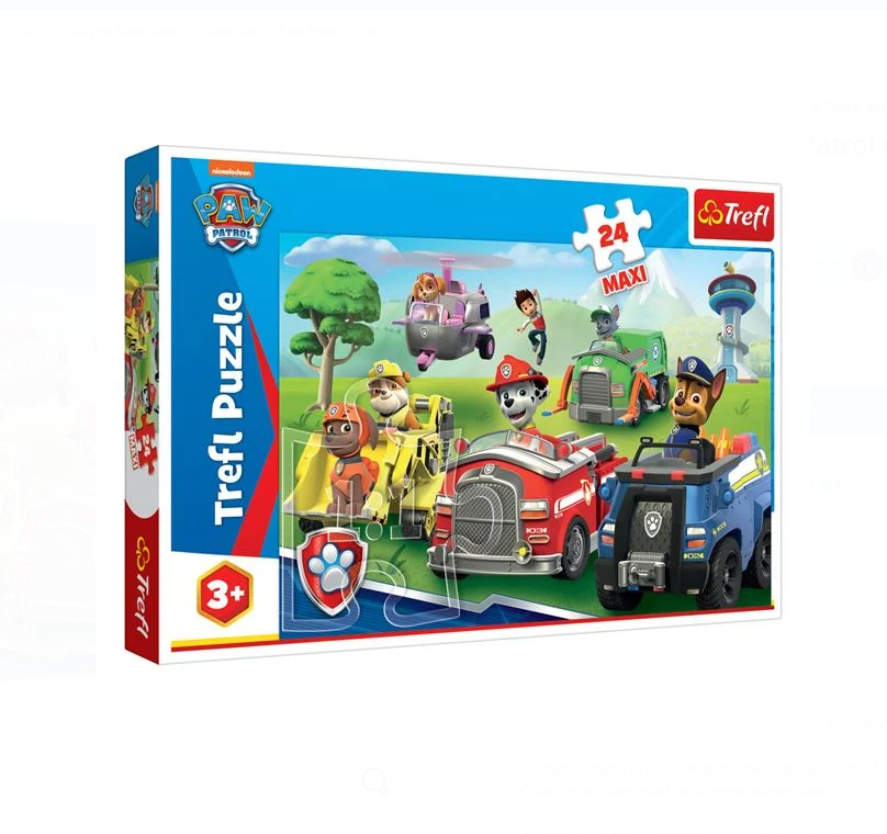 Puzzle Trefl carton 24 piese, Paw Patrol cu Vehicule