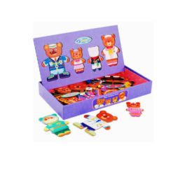 Puzzle magnetic, tip carte, Familia Ursuletilor, 3 ani