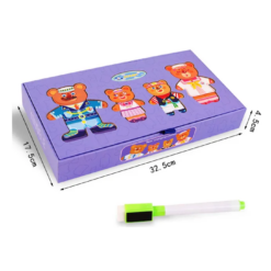 Puzzle magnetic, tip carte, Familia Ursuletilor, 3 ani