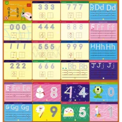 Set 26 planse reutilizabile, Alfabet si cifre,Scrie si sterge, 2-6 ani