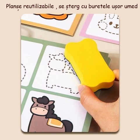 Set 60 planse reutilizabile de desen, 3 ani