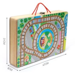 Set de cuburi de constructie si cutie depozitare din lemn, Orasel 01