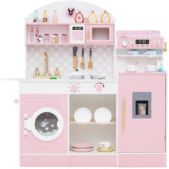 Bucatarie din lemn cu accesorii, 105 cm, 3 ani, Roz 01