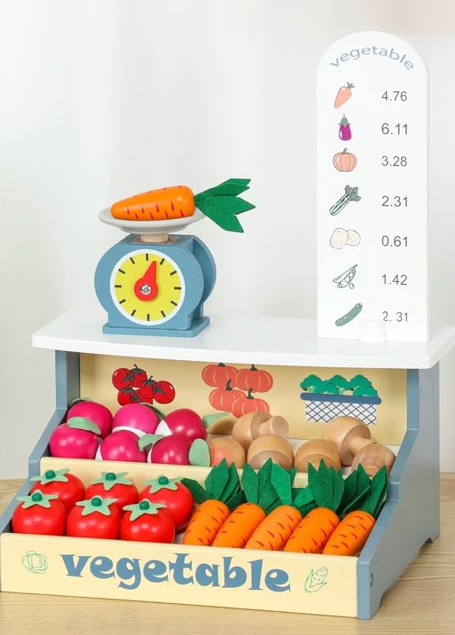 Cantar din lemn cu accesorii legume, 3 ani 02