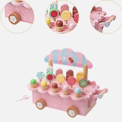 Carucior din lemn, Stand de inghetata, 25 cm, 3 ani 01