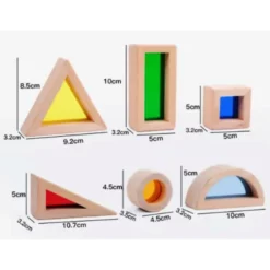Cuburi senzoriale montessori din lemn, Kaleidoscope, 6 piese, 18 luni+ 01