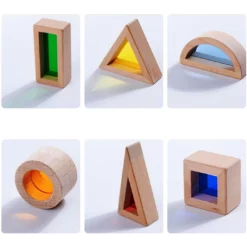 Cuburi senzoriale montessori din lemn, Kaleidoscope, 6 piese, 18 luni+ 01