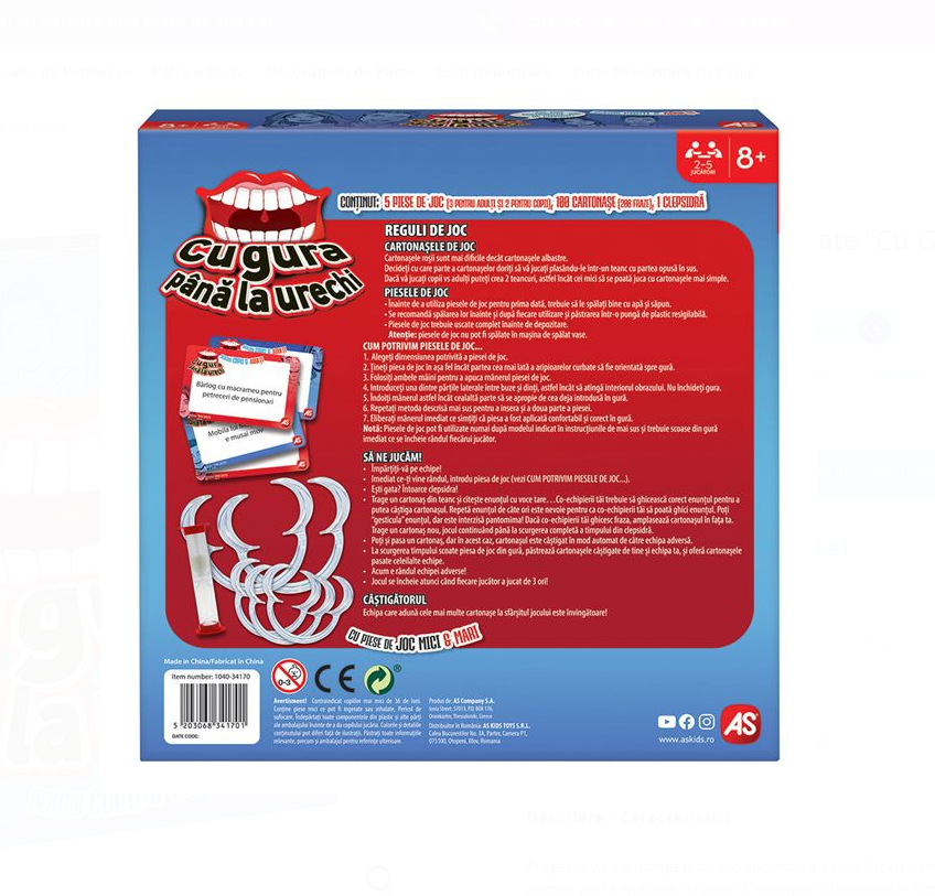 Joc de societate pentru copii,”Cu Gura Pana la Urechi”, 8 Ani+